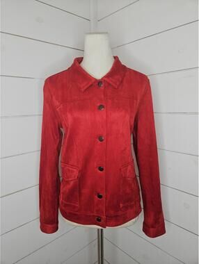 NWOT Tribal large red faux suede snap button up jacket